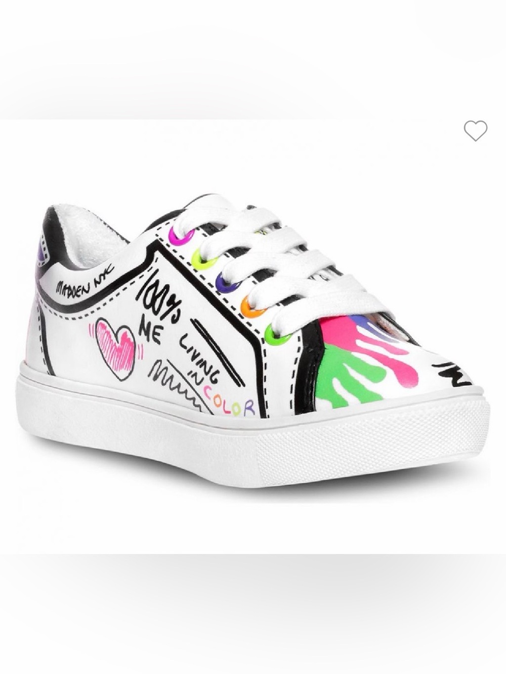 Steve Madden Kids JStory White Graffiti-Print Sneakers